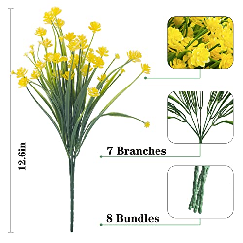 Artificial Flowers for Outdoors,20 Bundles UV Resistant Outdoor Fake Daffodil Flowers,Artificial Faux Plastic Outdoor Flowers Greenery Shrubs Plants for Indoor Outside Decor(Yellow) - color: Yellow, size: 20 Bundles