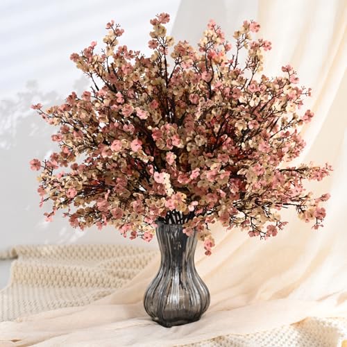 Waipfaru 6Pcs Fake Flowers Babys Breath Silk Artificial Flowers Gypsophila Bouquets Bulk Real Touch Fall Stems for Home Boho Living Room Bedroom Decor DIY Floral Arrangement, Beige Brown - color: Light Brown, size: 6pcs