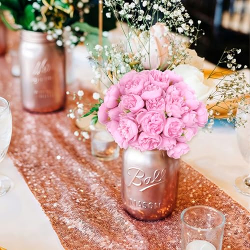IPOPU Ranunculus Artificial Flowers 18 PCS Silk Peonies Flowers Artificial Peonies Faux Ranunculus for for DIY Wedding Bouquet Bridal Shower Filler Flowers Décor(Dark Pink) - color: Dark Pink
