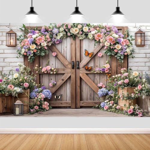 6X4ft Floral Wedding Photography Backdrop Vintage Wood Arch with White Pink Roses Bridal Newborn Birthday Party Decor Props for Studio Photo Shoots Anniversaries - color: Multi8, size: 6X4ft