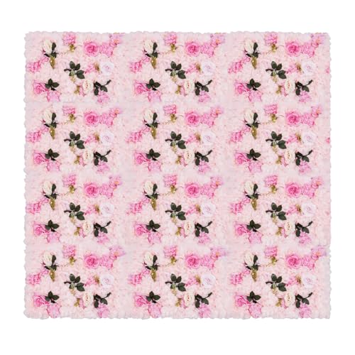 12 Pcs Flower Wall Panel, Artificial Flower Backdrop Wedding Backdrop Deco Floral Wall, Silk Rose Panels 3D Flower Background Panel for Wall, Light Pink Artificial Dahlia Rose Flower Wall Mat - color: Light Pink