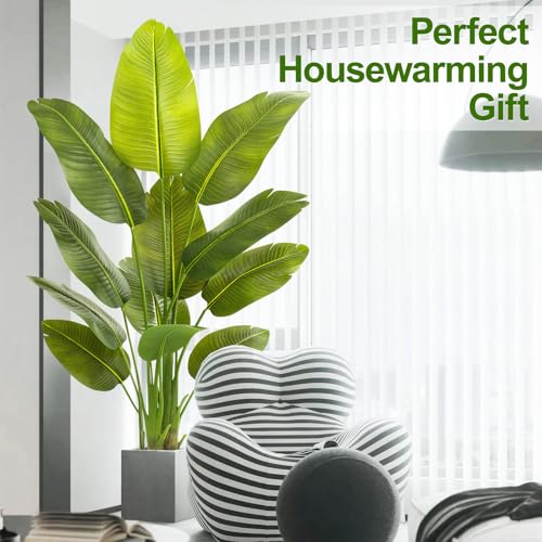 Lifelike Bird of Paradise Artificial Plant,5ft Faux Banana Leaf Tree with 12 Trunks - Perfect Indoor Silk Floor Plant for Home Decor in Living Room, Office, and Bedroom 1Pack - size: 5ft
