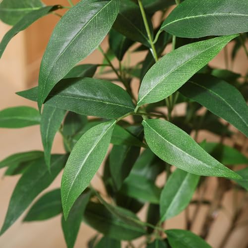 Ferrgoal Artificial Eucalyptus Tree，4FT UV Resistant Fake Outdoor Plants,Artificial Plants Indoor with White Planter,Silk Leaves,Faux Tree for Home Decor Floor Porch Liveing Room - size: 4ft