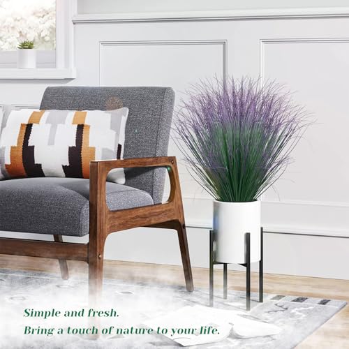 12Pcs Artificial Grass Plants, Faux Shrubs Wheat Grass, Artificial Tall Grass Fake Plants for Outdoor Decor,Artificial Greenery Stems Weed for Room Indoor Home Decor（Green Purple Tail） - color: Green Purple Tail, size: 12Pcs