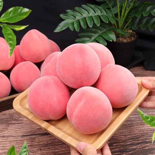 Gresorth 6pcs Artificial Peach Decoration Fake Fruit Ornament Lifelike Realistic Fruits Display Home Party Decorative Model Props - color: Peach