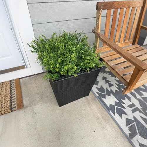 8 Bundles UV Resistant & Non-Fading Artificial Boxwood Shrubs - Fake Greenery Plants for Outdoor Indoor, Farmhouse, Garden, Porch, Patio, Wedding Decoration