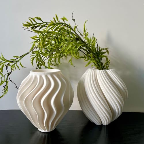 White Minimalist Small Vase, Flower Holders for Pampas Grass Decor, Coffee Table & Shelf Decor, Aesthetic Vases for Flower Bouquet, Trendy Home Decor, Entryway & Modern Floreros (Tulips Vase) - color: Tulips Vase