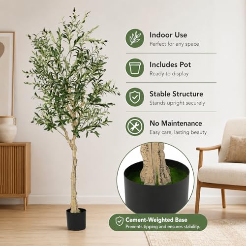 6FT Artificial Olive Tree with Lifelike Fruits for Indoor Outdoor Décor - size: 6ft