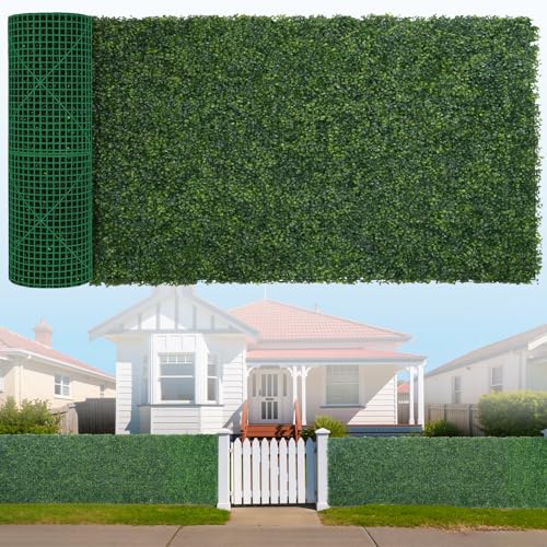 Artificial Boxwood Roll, 40x120 in(33.3 sqft) UV-Anti Faux Ivy Hedge Grass Wall Panels for Patio and Balcony Privacy, Fake Greenery Backdrop Decor for Fence, Garden, Backyard - size: 40x120inch