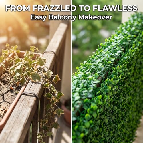 Artificial Boxwood Roll,120x40 in (34 sqft) UV-Anti Faux Ivy Boxwood Hedge Leaf Grass Wall for Patio Balcony Privacy, Garden, Backyard Greenery Wall Backdrop and Fence Decor - size: Boxwood 120X40 IN