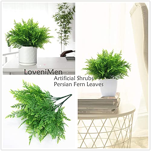 Artificial Shrubs, Persian Fern Leaves Plastic Plants Greenery Grass Simulation Fake Bushes Outdoor Indoor Home Garden Verandah Parterre Table Centerpieces Arrangements Decoration 4 pcs - color: Fern Leaves / 4pcs
