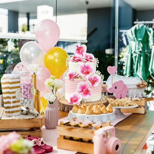 8PCS Artificial Phalaenopsis Cake Toppers Pink Butterfly Orchid 3D Flowers Cake Decorations for Floral Wedding Bridal Engagement Women Floral Birthday Mother's Day Party Decoration Supplies - color: Pink Phalaenopsis