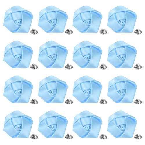 M METERXITY 16-Pack Lapel Pin for Men, Handmade Flower Brooch Button Pins for Men Suits, Formal Boutonnieres for Wedding/Groom/Corsage - color: Light Blue