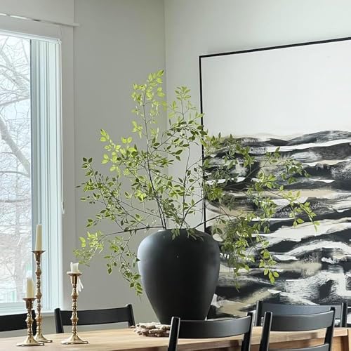 HANDIC Artificial Plants Stems 2pcs Branches for Vase Faux Greenery Stems Plant for Shop Garden Office Home Décor (45"/Each Branch) (2, Green)