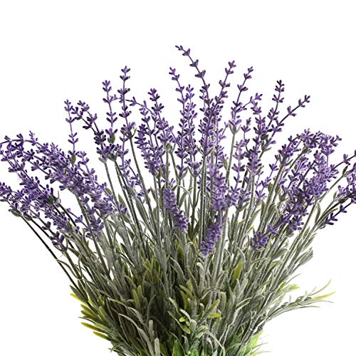 Artificial Lavender Flowers with Silk Flocked Fake Lavender Plant for Wedding Home Table Centerpiece Decor-Pack of 4