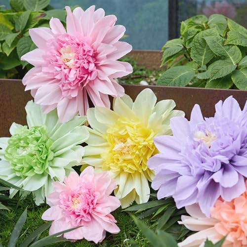 Pastel Paper Flowers, 12 Pcs Paper Flowers Decorations for Pastel Party Decor, 6 Inch, 12 Inch Crepe Paper Flower for Wedding, Party, Baby, Bridal Shower, Nursery Wall Decor, Bulletin Board - color: Pink Blue Green
