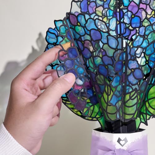 Lovepop Sunlit Hydrangeas Suncatcher Bouquet - 3D Pop Up Paper Flower Centerpiece for Mom, Her, Him, Women (Mother's Day, Birthday, Thank You, Get Well) 12 Inch - color: Sunlit Hydrangeas Suncatcher Bouquet