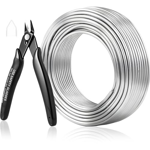 Modacraft 9 Gauge Aluminum Craft Wire - 55FT 3mm Bendable Armature Wire with 5-Inch Micro Flush Cutter - Perfect for Sculpting, Jewelry Making, Doll Making, Bonsai Training, and DIY Crafts - size: 9 Gauge