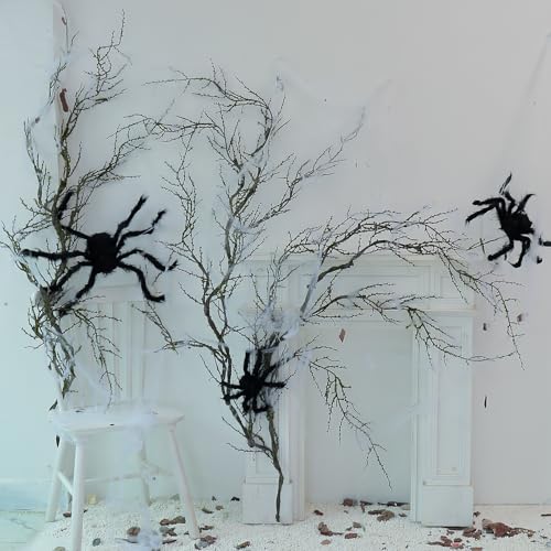 190cm/74.8inch Artificial Creepy Flexible Tree Branches Faux Grape Vines Garland Twigs with Moss Wood Craft for Halloween Door Wall Hanging Haunted Mansion Theme Outdoor Mantel Yules Decoration (2)