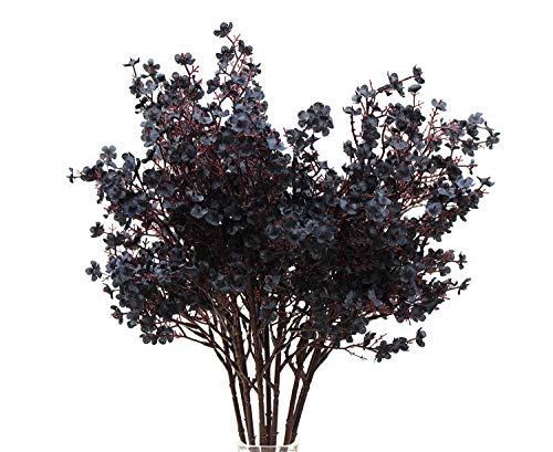 JAKY-Global Babys Breath Fabric Cloth Artificial Flowers 6 Bundle European Fake Silk Plants Decor Wedding Party Decoration Bouquets Real Touch DIY Home Garden (Black-6pcs) - color: Black, size: 6 Bundles