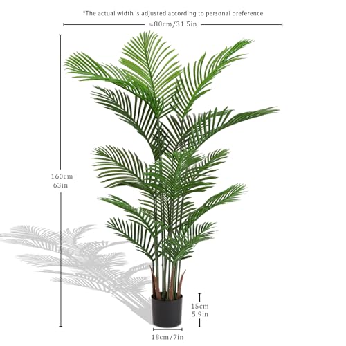 6ft Artificial Palm Tree in Weighted Pot - UV Resistant Tall Fake Plants for Outside Patio, Large Fake Plant Indoor Outdoor, Triple Trunk Faux Palm (Set of 2) (6 FT x 2)