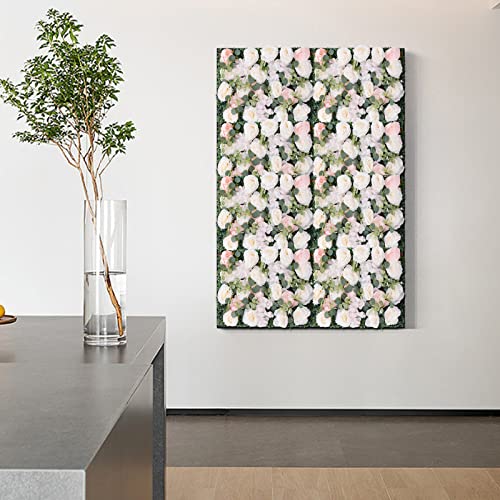 Artificial Flower Panels for Wall Decoration, 6 Pcs Fake Rose Flower Peony Eucalyptus Wall Mat Rose Wall Backdrop Flower Wall Panel for Wedding Party 24" X 16" (Champagne)… - color: 6 Pcs Champagne