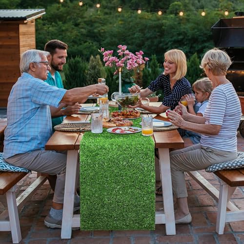 TURSTIN Artificial Grass Table Runner - 12 x 36 Inch Green Synthetic Grass Carpet Rug for Table Decorations, Spring, Summer, Wedding, Birthday Parties - size: 12 x 36 Inches