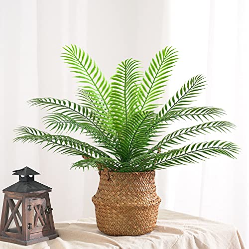 CATTREE Artificial Palm Tree Plant, Fake Tropical Plants with Faux Greenery Plastic Leaves Shrubs Boston Fern Bushe for Indoor Outdoor Modern Decoration in Pot for Home Garden Office Wedding Décor - color: Tropical Palm Plants 1pcs