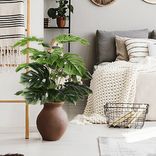 DVGUN 2Pack Artificial Palm Plants Leaves Faux Turtle Leaf Fake Monstera Tropical Large Palm Tree Leaves Outdoor UV Imitation Leaf Artificial Plants (2)