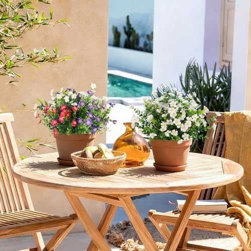 SJL Artificial Spring Flowers, 12 Bundles No Maintenance Faux Flowers for Outdoor Planters, Fake Greenery Durable Faux Floral Bundle for Porch Living Room Office Garden Ornament(White) - color: Bundle White-flower
