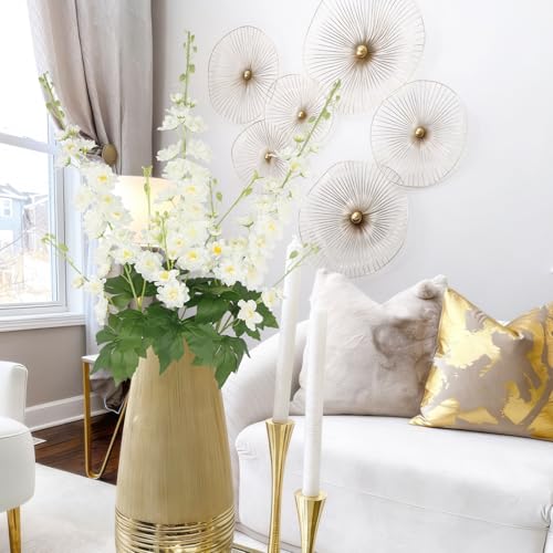 3 Pcs Delphinium Artificial Flowers 40" Long Stem Silk Larkspur Flowers Bulk White Faux Delphinium Stems for Tall Floor Vase Wedding Floral Arrangement Centerpieces Outdoor Home Decor Indoor - color: White