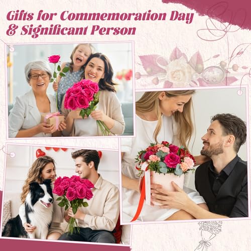 Waipfaru 16 Pcs Fuchsia Roses, Long Stem Fake Roses Artificial Flowers, Silk Flowers Bouquet for Valentines Mothers Day Hotpink Home Decor (Fuchsia) - color: Fuchsia, size: 16 Pcs