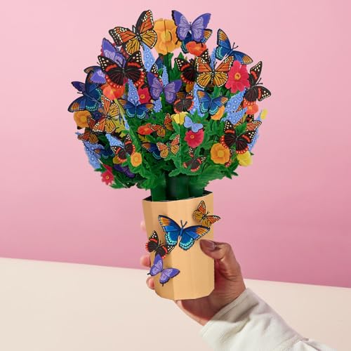 Lovepop Everyday Pop-Up Card for Her and Him - 3D Pop-Up Bouquet Greeting Cards for Men, Women - Lavender Butterfly - 12" x 8.5" Floral Bouquet - Blank Note Card Included - color: Brilliant Butterfly Bouquet