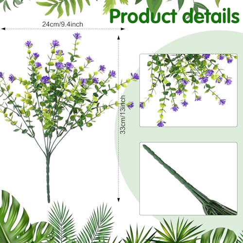 WILLBOND 12 Bundles Artificial Flowers Outdoor, UV Resistant Faux Artificial Plants Shrubs Plastic Flower Bulk for Hanging Planter Porch Window Home Spring Summer Decor(Purple) - color: Purple