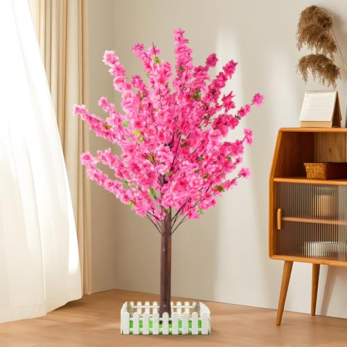 Artificial Blossom Cherry Trees Indoor Decor - Handmade Natural Fake Cherry Blossom Tree, Pink Blossom Tree for Outdoor Party Wedding Anniversary, Yard Decoration - size: 4 ft