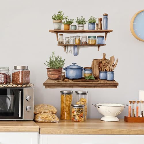 Kitchen Wall Stickers Peel and Stick Dining Room Wall Decals Removable Vinyl Waterproof Kitchen Utensils Wall Decor for Home Office School Kitchen Dining Room Coffee Shop - style: Kitchen Utensils