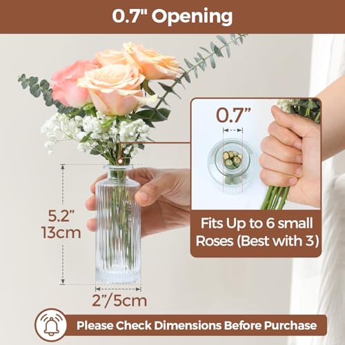 ComSaf Small Bud Vases Set of 12, 5.2 inch Glassl Bud Vase in Bulk, Mini Flower Vase for Centerpiece, Vintage Decorative Vase for Flowers, Wedding, Christmas, Home Decor, Housewarming Gift (Clear) - size: 12 Pcs