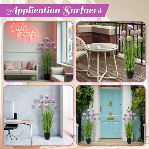 Jexine 2 Pack 4ft/47inch Artificial Grass Plant Outdoor Artificial Greenery Grass in Pot with Fake Purple Hydrangea for Spring Room Office Indoor Outdoor Decor Housewarming Gifts - color: Hydrangea, size: 4ft