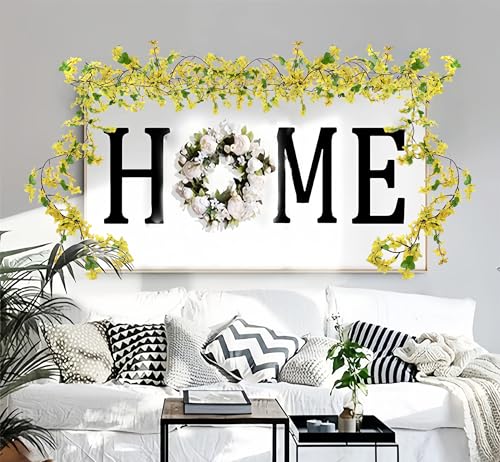 5Pcs Artificial Flowers Vine Yellow Spring Silk Flowers Garland Artificial Jasmine Vines for Decoration Fake Flower Vine Hanging Ivy for Indoor Outdoor Wall Party Wedding Arch Decoration