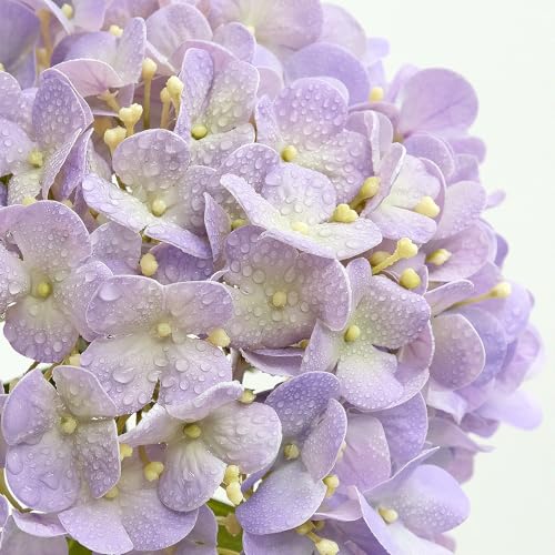 ZYTUYO 20inch 4PCS LilacLight Purple Hydrangea Artificial Flowers Lilac Real Touch Fake Hydrangeas with Long Stem for Indoor Outdoor Porch Living Room Home Decor Party Wedding Xmas Table Centerpieces - color: Light Purple