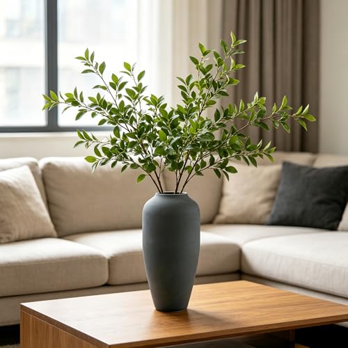 Hosley 11 in High Dark Grey Metal Vase, Ideal for Dried Flowers Gift for Floral Arrangements Wedding Home Spa Votive Candle Gardens - color: Dark Grey
