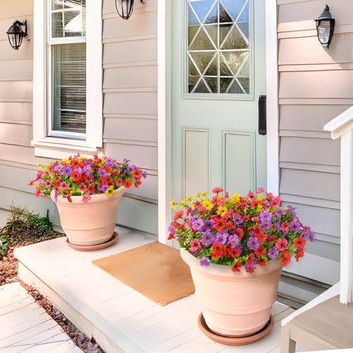 INQCMY Artificial Flowers for Outdoors Faux Plants Fake Flowers Spring Summer Decoration,12 Bundles Faux Silk Colorful Daisy Realistic UV Resistant for Outside Home Planter Window Porch Patio Yard - color: Purple,red,rose Red,yellow, size: 12 PCS