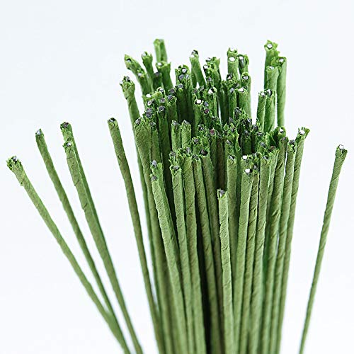 ZOENHOU 300 PCS 16 Inch 14 Gauge Floral Wire, Green Floral Stem Crafting Wire for DIY Crafts, Flower Making Supplies Florist Arrangements and Decorations