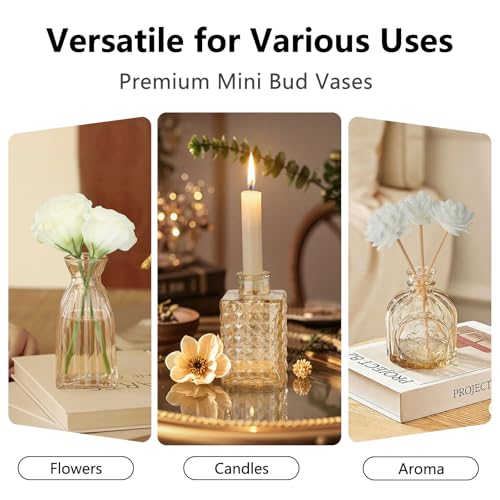 RUCKAE Glass Bud Vases Mini Flower Vase Small Vintage Vases for Centerpiece Table Wedding Decorations Home Decor Party(Gold 22 Pack) - style: Gold 22 Pack