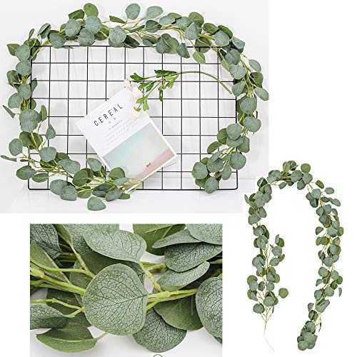 DearHouse 4Pack Artificial Eucalyptus Garland Faux Silk Eucalyptus Leaves Vines Handmade Garland Greenery Wedding Backdrop Arch Wall Decor … - color: Green