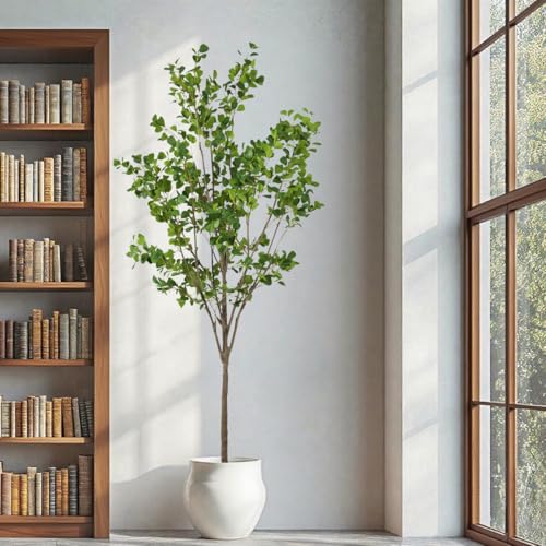 7.55ft Ficus Artificial Trees, Lifelike Faux Tree, Green Lush Fake Ficus Tree Artificial Plants for Office Home Living Room Indoor Outdoor Modern Decor, Perfect Housewarming Gift - color: Green-ap10