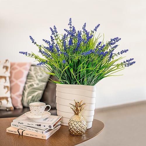 12 Bundles Outdoor Artificial Plants Flowers UV Resistant Fake Tall Grass Plants Bushes Faux Tropical Shrubs for Outside Window Box Planter Front Porch Yard Patio Floral Arrangement - color: Purple, size: 12 Pcs