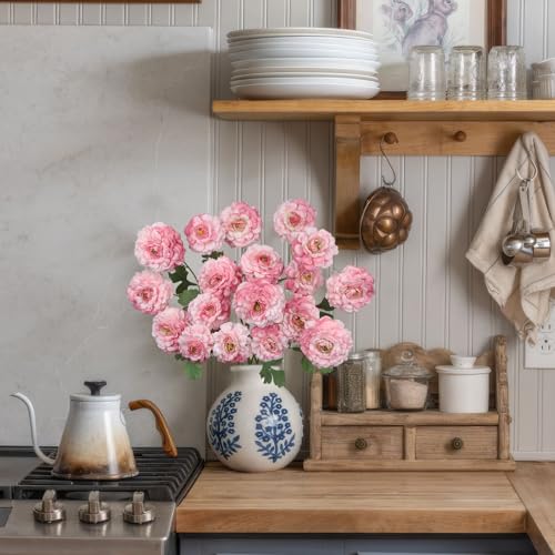 3 Pcs Artificial Flowers Spring Summer Pink Zinnia Silk Flowers with Long Stems Zinnia Elegans Artificial Flowers for Outdoors Floral Arrangements Table Centerpieces Wedding Party Home Decor - color: Pink 2