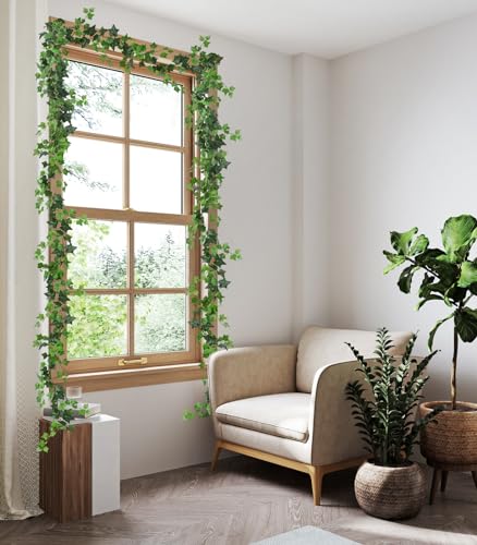RECUTMS 3 Strands Artificial Ivy Vines 6.3Ft Green Ivy Garland Faux Hanging Plants Greenery Decoration Artificial Vines for Summer Indoor Home Wall Wedding Graduation Party Room Decor(Green) - color: Green-dgy3pcs