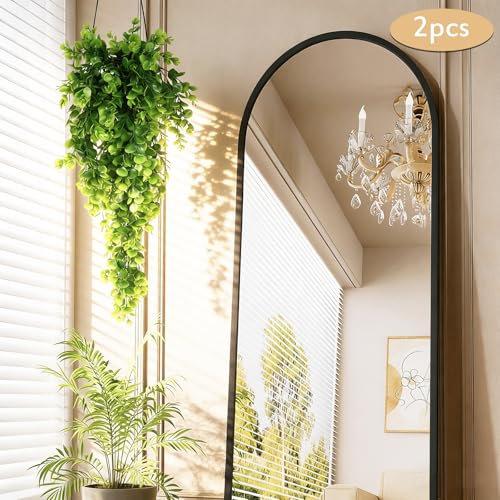 RECUTMS 4Pcs 29.9 Inches Fake Hanging Eucalyptus Plants UV Resistant Plastic Artificial Greenery Ivy Garlands for Indoor Outdoor Home Room Garden Bookshelf Patio Porch Farmhouse Wedding Balcony Decor - color: Green